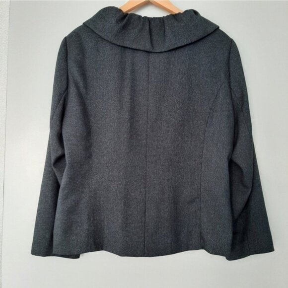 LAURA Gathered Collar Button Front Stretch Blazer Jacket Navy Blue Sz 16 Petite - Picture 7 of 9